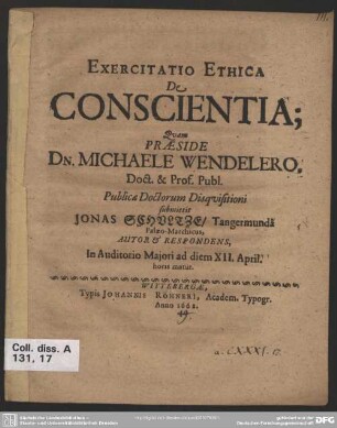 Exercitatio ethica de conscientia