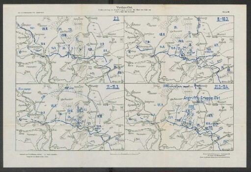 Skizze 10. Verdun=Ost. Kräfteverteilung der Angriffstruppen zwischen der Maas und Damloup vom 2. März bis 15. April.