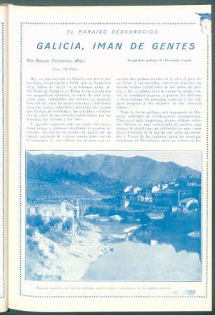 El paraíso desconocido : Galicia, imán de gentes. Al patricio gallego D. Fernando Conde.