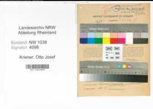 Entnazifizierung Otto Josef Kriener , geb. 03.02.1910 (Beamter)