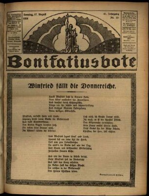 Erste Ausgabe vom Sonntag, den 17. August 1924.