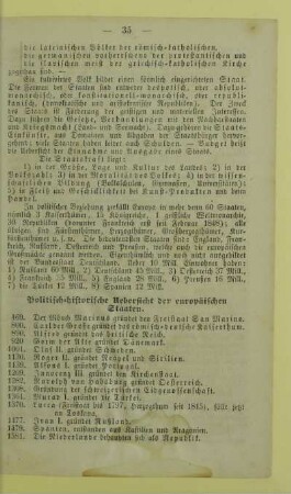 Politisch-historische Uebersicht der europäischen Staaten