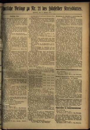 Zweite Ausgabe vom Samstag, den 17. Februar 1917.