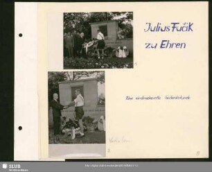 Kranzniederlegung am Ehrenmal für Julius Fučik am Fučikplatz (heute Straßburger Platz)
