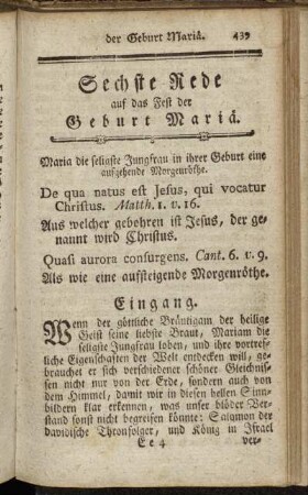 Sechste Rede auf das Fest der Geburt Mariä