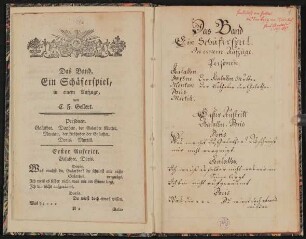 Schäferspiel "Das Band" von Christian Fürchtegott Gellert