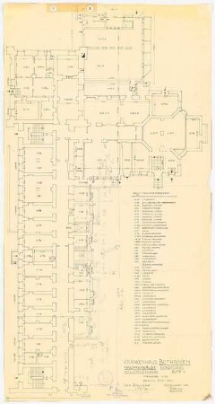 Evangelisches Diakonissenkrankenhaus Bethanien, Berlin-Kreuzberg Hauptgebäude-Nordflügel: Grundriss KG 1:100