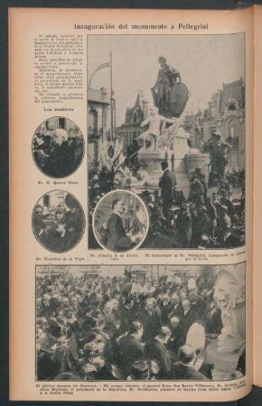 Inauguración del monumento a Pellegrini