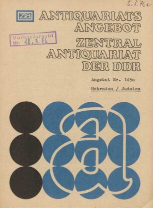 Nr. 1450: Hebraica/Judaica