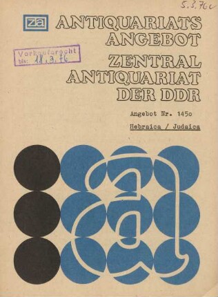 Nr. 1450: Hebraica/Judaica