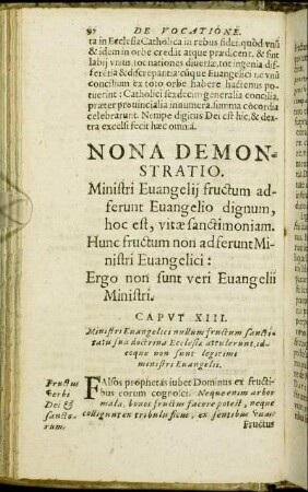 Nona Demonstratio. Ministri Evangelij fructum adferunt Evangelio dignum, hoc est, vitæ sanctimoniam.