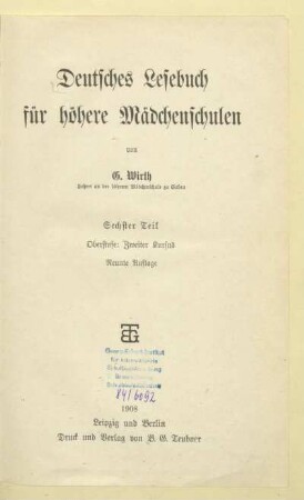 Teil 6, [Schülerband]: Oberstufe: Zweiter Kursus