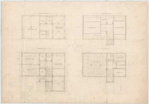 Thiersch, Friedrich von; Unterschondorf am Ammersee (Bayern); Landerziehungsheim Lohmann - Grundriss Keller, Grundriss EG, Grundriss 1. OG, Grundriss DG