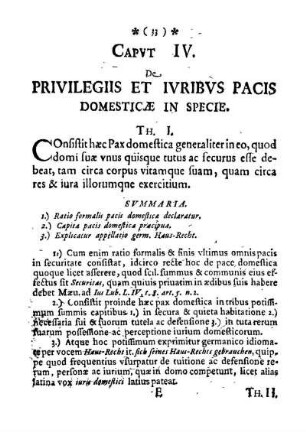 Capvt IV. De Privilegiis Et Ivribvs Pacis Domesticæ In Specie.