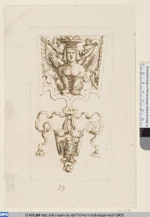 Vignette mit Sphinx und anhängender Kartusche