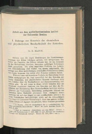 I. Beiträge zur Kenntnis der chemischen und physikalischen Beschaffenheit der Roterden.