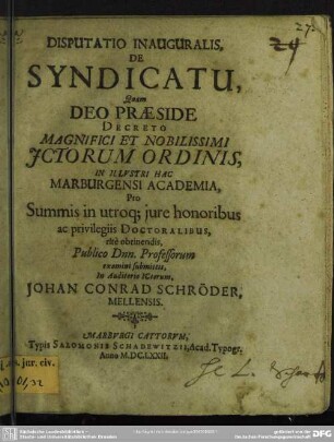 Disputatio inauguralis de syndicatu
