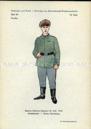 Uniformdarstellung, Vize-Feldwebel der Reserve-Infanterie, Provinz Hannover, 1918.