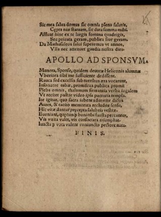 Apollo Ad Sponsum.