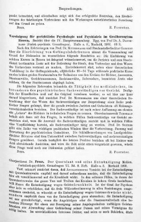 445-446, Frese. Der Querulant und seine Entmündigung. 1909