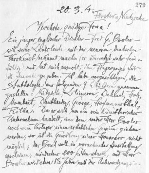 Brief an Elisabeth Förster-Nietzsche