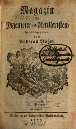 Magazin für Ingenieur und Artilleristen, 5. 1779