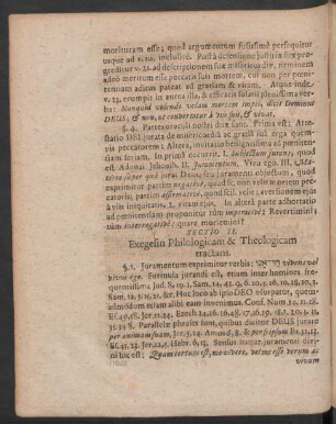 Sectio II. Exegesin Philologicam & Theologicam tractans
