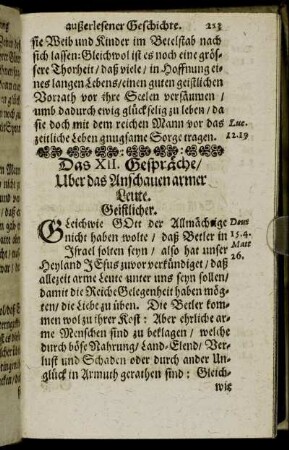 Das XII. Gespräche/ Uber das Anschauen armer Leute.