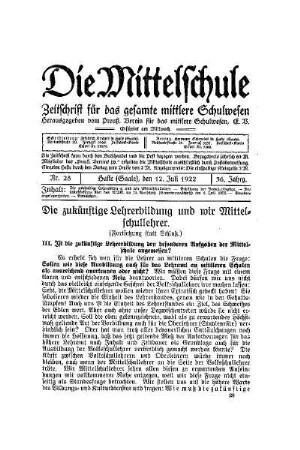 Die zukünftige Lehrerbildung und wir Mittelschullehrer : (Fortsetzung)