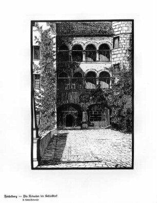 Heidelberg - Die Arkaden im Schloßhof