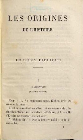 Les origines de l'histoire d'après la Bible et les traditions des peuples orientaux, [1]. De la création de l'homme au déluge
