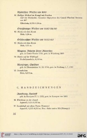 C. Handzeichnungen (Nr. 96-163)