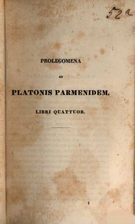 Platonis Parmenides : cum quatuor libris prolegomenorum et commentario perpetuo