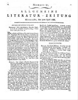Gedanken über die Verfolgung der Illuminaten in Bayern. [Regensburg] 1786
