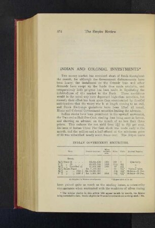Indian and Colonial Investments.