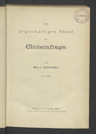 Zum gegenwärtigen Stand der Cholerafrage
