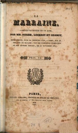 La marraine : comédie-vaudeville en un acte