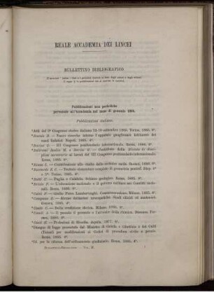Reale Accademia Dei Lincei Bullettino Bibliografico