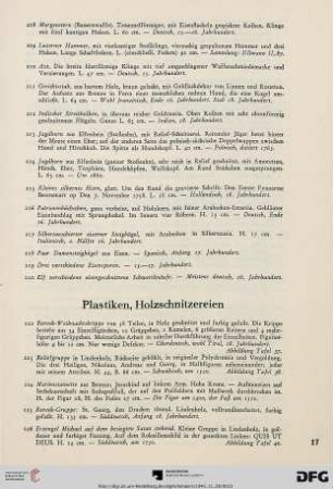 Plastiken, Holzschnitzereien (Nr. 222-247)