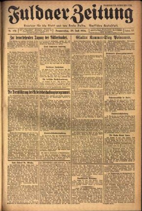 Ausgabe vom Donnerstag, den 29. Juli 1926.