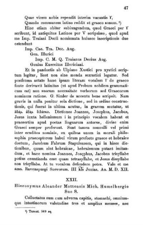 XXII. Hieronymus Aleander Mottensis Mich. Humelbergio Suo S.