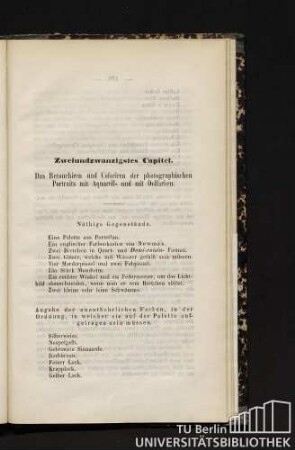 Nöthige Gegenstände.