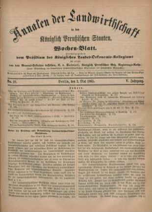 No. 18. Berlin, den 3. Mai 1865. V. Jahrgang.
