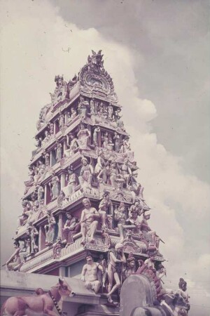 Reisefotos Singapur. Singapur, South Bridge Road 244. Sri Mariamman Tempel (um 1830). Teilansicht