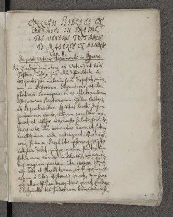 Cap. I. De parte Veteris Testamenti in Genere