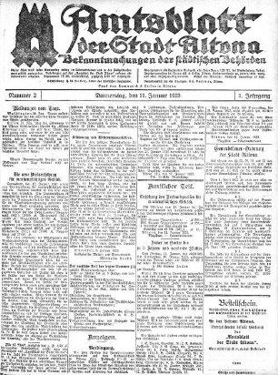Nummer 2 : Donnerstag, den 11. Januar 1923