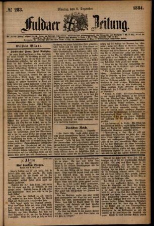 Ausgabe vom Montag, den 08. Dezember 1884.