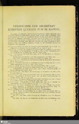 Verzeichnis Der Abgekürzt Zitierten Quellen Zum III. Kapitel