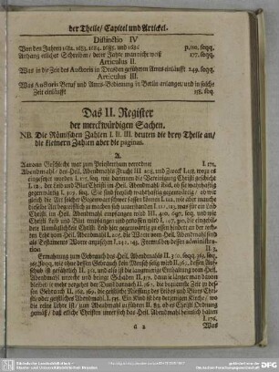 Das II. Register der merckwürdigen Sachen
