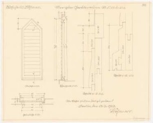 Wohnhaus Böhmer, Heidelberg: Tür zum Geräteraum: Grundriss, Ansicht, Schnitt 1:10, 1:1